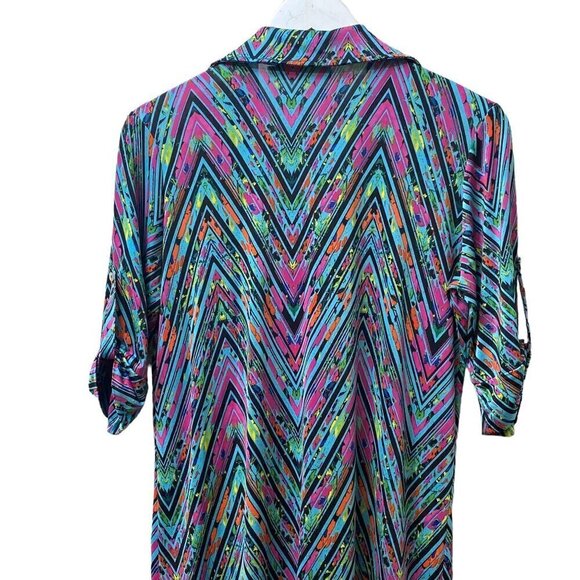 VeronicaM Shirt Dress Medium Luxe Stretch Jersey Pullover Short Sleeve Turquoise - Picture 4 of 12